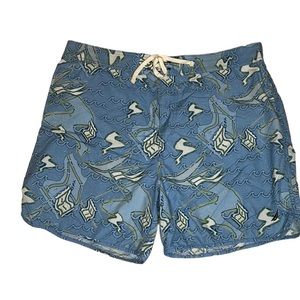 Nautica Men’s Blue And Green Velcro Tie Swim Shorts